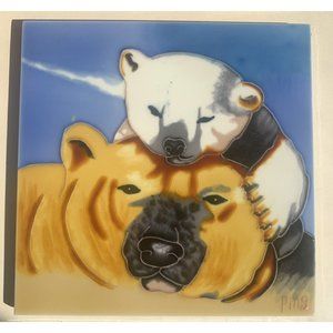 Polar Bear And Cub Decorative Wall Art Ceramic Tile 8x8 New Gift Backsplash